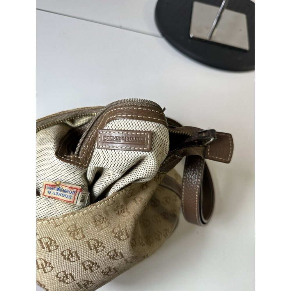 DOONEY & BOURKE Brown Tan Canvas Leather Trim Shoulder Bag Purse - Picture 6 of 10